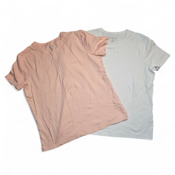L.L. Bean Medium White Pink Crew Tee Bundle - Picture 2 of 10